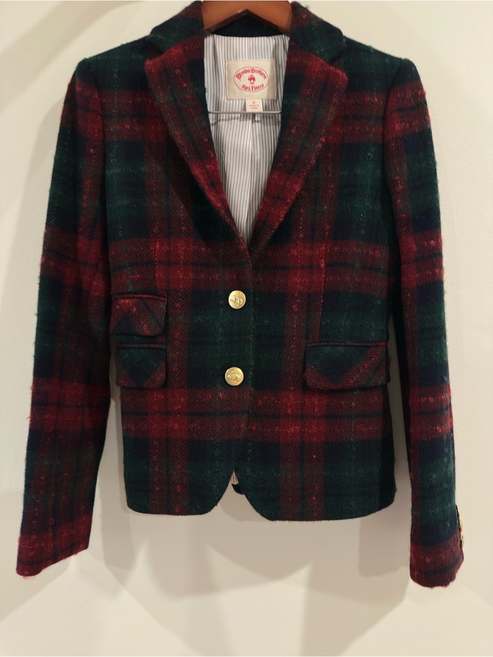 Brooks Brothers Heritage Plaid Wool Blazer - Size 0
